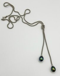 Sterling Necklace With Black Pearls And Knot 5.79g