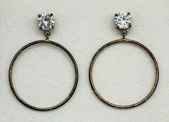 THAI Rhinestone Stud Earrings With Large Hoops 2.52g