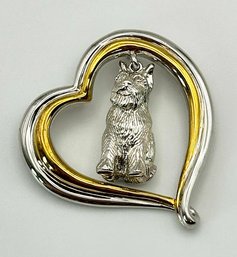 Sterling Heart Pendant With Schnauzer Accent 11.09g