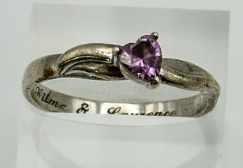 Sterling Ring With Purple Center Stone 3.29g  Size 11