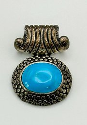 Vintage Sterling Pendant With Turquoise Bead 5.40g