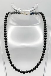 Necklace With Black Beads And Sterling Setting 21.64g
