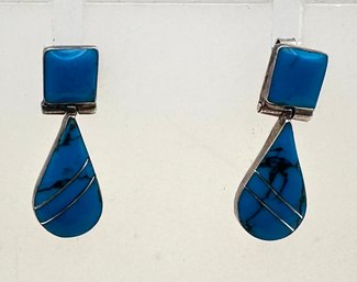 Taxco Turquoise Sterling Silver Earrings 2.5 G