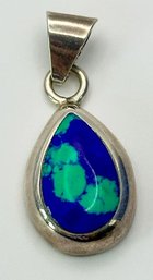 MEXICO Sterling Pendant With Blue Green Stone 9.36g