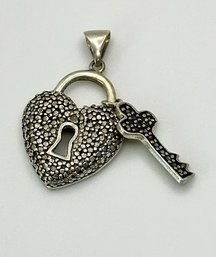 Heart And Key Sterling Pendant 2.21g