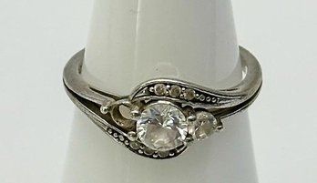 SUN Sterling Ring With Clear Rhinestones 2.26g  Size 7