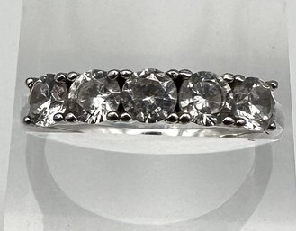 Rhinestone Sterling Silver Cocktail Ring Size 7.75 2.6 G