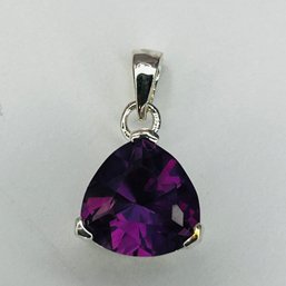 JB Sterling, Silver Pendant, Purple Stone And Prong Setting 1.92 G