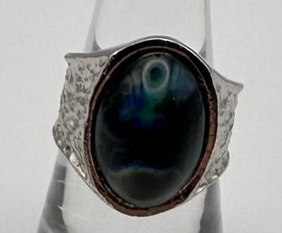 Glass Sterling Silver Ring Size 8 9 G