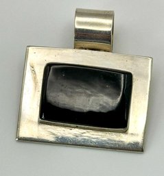 MEXICO Rectangular Sterling Pendant With Black Stone 19.55g
