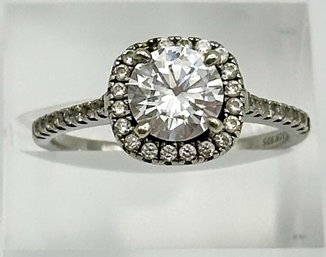 IBBCN Sterling Ring With Round  Clear Rhinestone Solitaire 2.84g  Size 7.25
