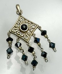 Vintage Sterling Pendant With Chandelier Beads 3.68g