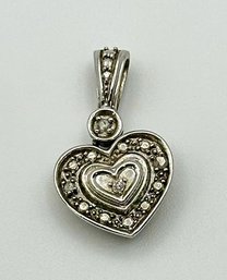 Sterling Heart Pendant With Rhinestones 2.07g