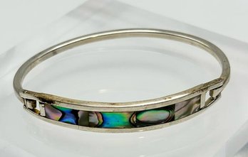 ALPACA MEXICO Bangle Bracelet With Tension Clasp & Iridescent  Inlay 11.48g