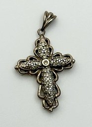 Sterling Cross Pendant With Marcasite 2.92g