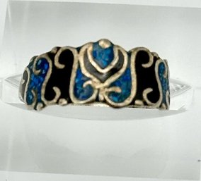 MEXICO Sterling Ring With Crushed Turquoise Inlay 1.26g  Size 4.5