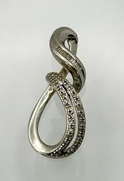 Twisted Sterling And Rhinestone Pendant 2.84g