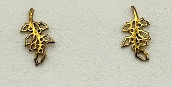 Sterling Gold Toned Leaf Stud Earrings 1.07g