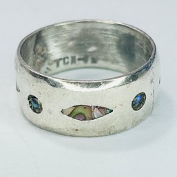 TCH Mexico, Sterling Silver Band With Inset Colored Stones Size 6, 3.96 G