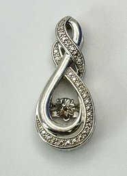 THAILAND BTE Sterling Twisted Drop Pendant With Floating Stone Center 2.33g