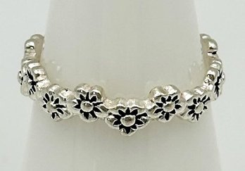 Sterling Flower Band With Inscription 2.36g Size 6.5