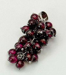 Sterling Pendant With Purple 'bunch Of Grapes' Beads 3.62g