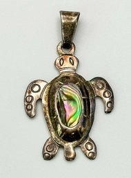 Sterling Sea Turtle Pendant With Oil Spill Accent 2.52g