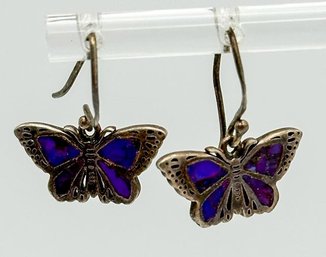 BOMA Sterling Purple Butterfly Hook Earrings 2.96g