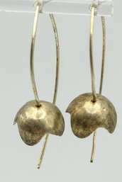 Modern Flower Bell Dangle Earrings 3.67g