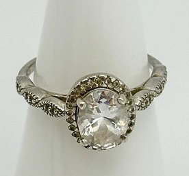 Sterling Ring With Clear Oval Solitaire 3.64g  Size 7.5