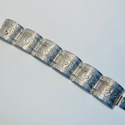 Peru Sterling Silver Linked Bracelet Llama Design Beautiful! 31.49 G