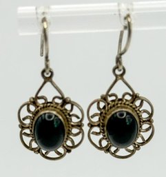 Vintage Hook Earrings With Black Bead 2.18g