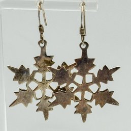 Sterling Snowflake Dangle Earrings 2.93g