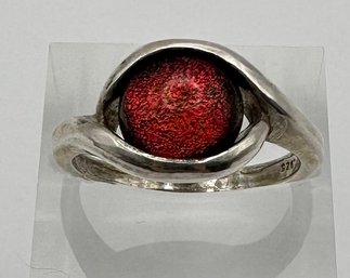 Glass Sterling Silver Cocktail Ring Size 7.5 4.7 G