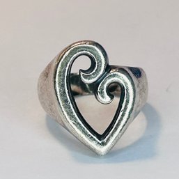 JA Sterling, Silver Swirling Heart Ring Size 5.5, 7.46 G