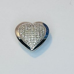 JTW Sterling, Silver Heart Pendant With Cluster Clear Stones 1.19 G