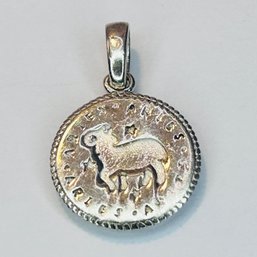 Sterling Silver Aries Goat Medallion 2.18 G