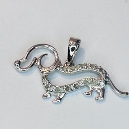 MO Sterling, Silver Dog Pendant With Clear Stones 1.14 G