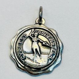 Sterling Silver Pendant Medallion Cypress Garden FLA  Water Skier Detail 2.9 G