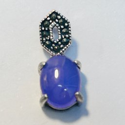 Sterling, Silver Opaque Purple Stone Pendant, 1.5 G