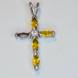 Avon RJ Sterling Silver Cross With Yellowstone, 1.44 G