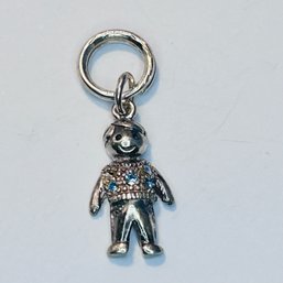 Sterling Silver Little Boy Pendant With Blue Stones 2.59 G