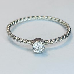 Sterling Silver Braided Band With Clear Stone Size 11, 1.48 G