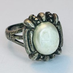 Sterling Silver Statement Ring With Opal Vintage Stone Size 7, 6.57 G