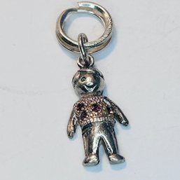 Sterling Silver Little Boy Pendant With Purple Stones, 2.55 G