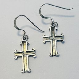 OSE Sterling, Silver Hook Back Cross Earrings 2.28 G