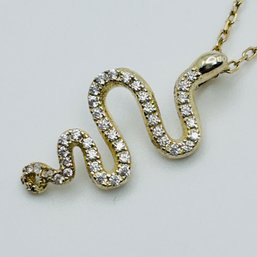 SPINEL Sterling, Silver Snake Pendant Gold Colored Cable Chain 2.07 G