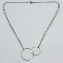 Sterling Silver Double Cable Chain Interlocking Circles Pendant 4.18 G