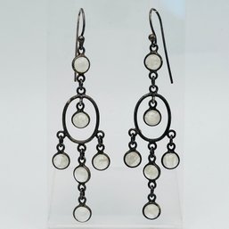 Sterling, Silver Dangle And Round Glass Bead Earring 5 G