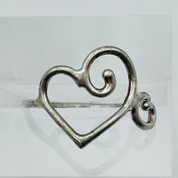 Sterling Silver Hand Formed Heart Ring Size 7, 1.59 G